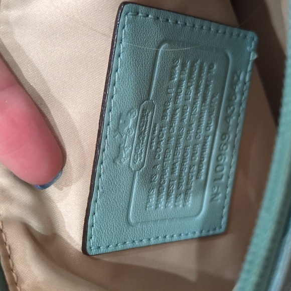 Coach Kristin Op Art Jacquard Swing Pack Crossbody Turquoise Teal Purse Bag - Picture 10 of 15